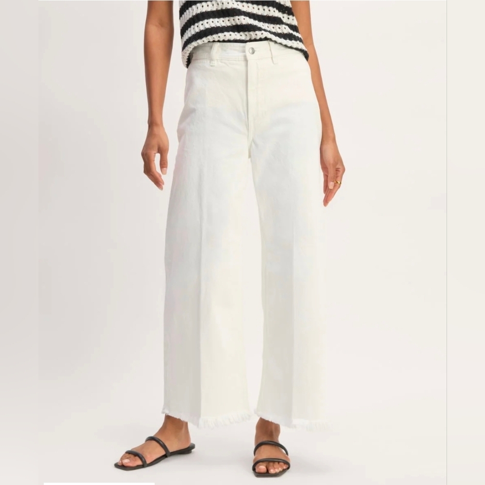 Everlane Off-White Wide-Leg Raw-Hem Jeans